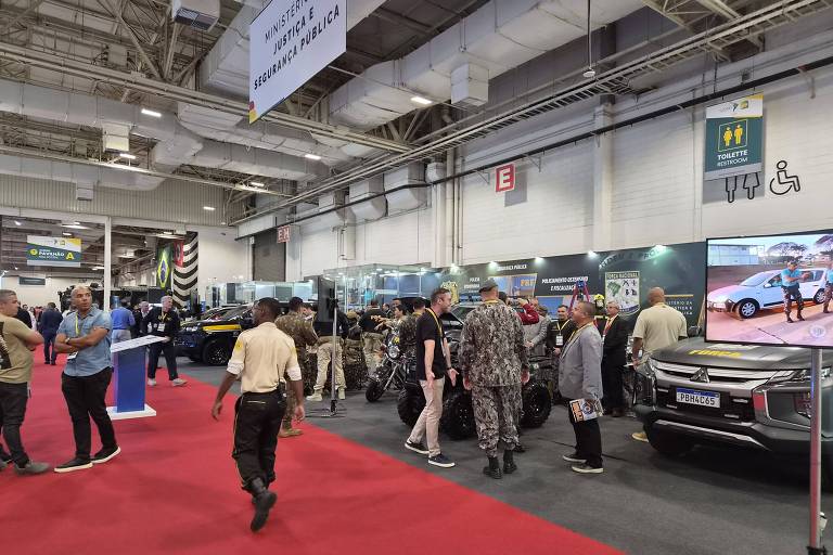 O Evento LAAD Security acontece todo ano no Brasil, alternando entre as cidades de São Paulo (SP) e Rio de Janeiro (RJ); a edição 2026 contou com 120 expositores de 20 países - Tomás  Braga/Folhapress